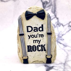 Ganz Father’s Day “Dad you’re my ROCK” Resin Faux Rock Black Bow Tie New Gift